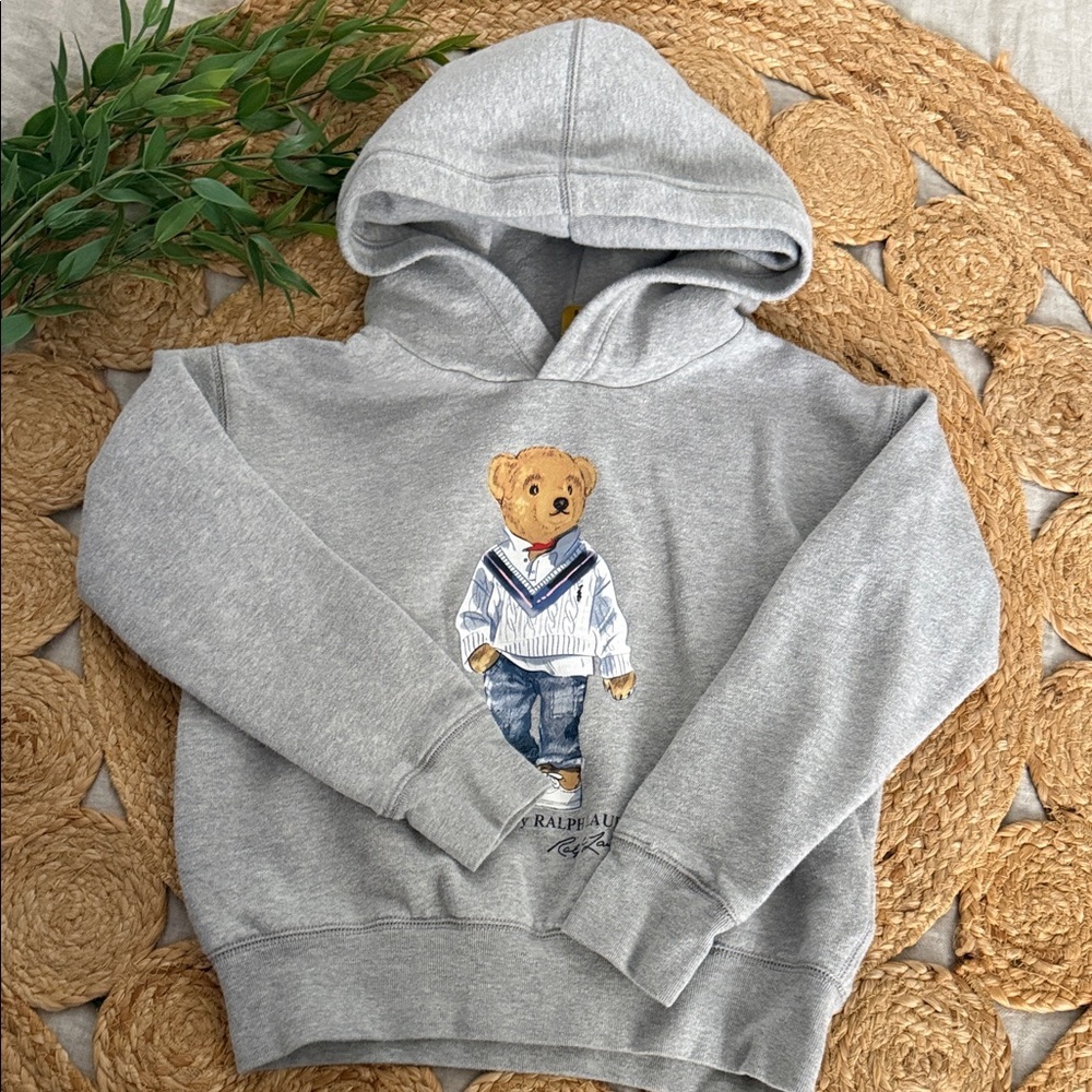 POLO Ralph Lauren Bear Preppy Printed Heather Hoodie. Size M/ 8-10
